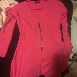 Pink Zippered Cardigan
